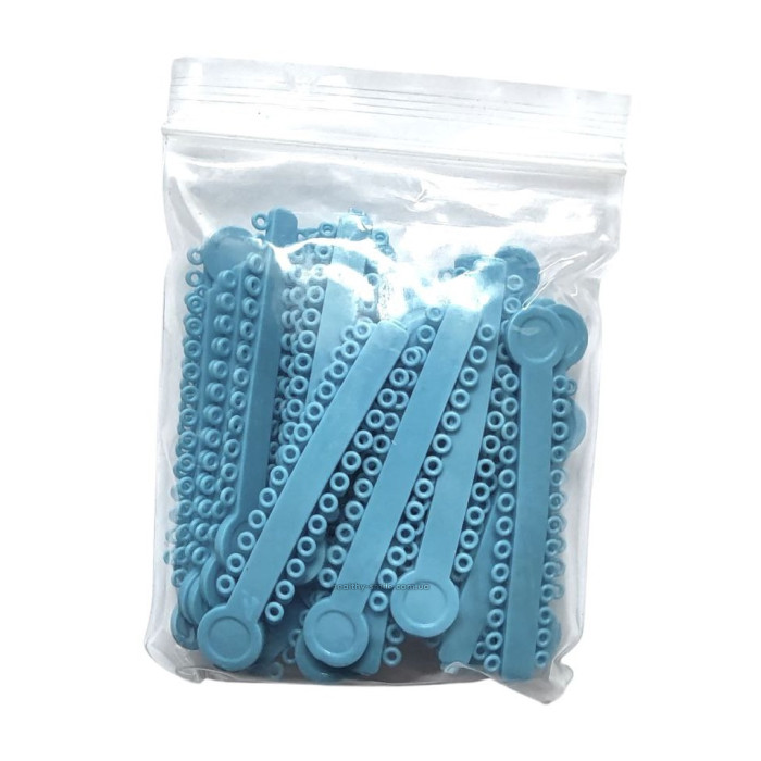 Elastic ligatures on a module, 26 rings, Light-blue